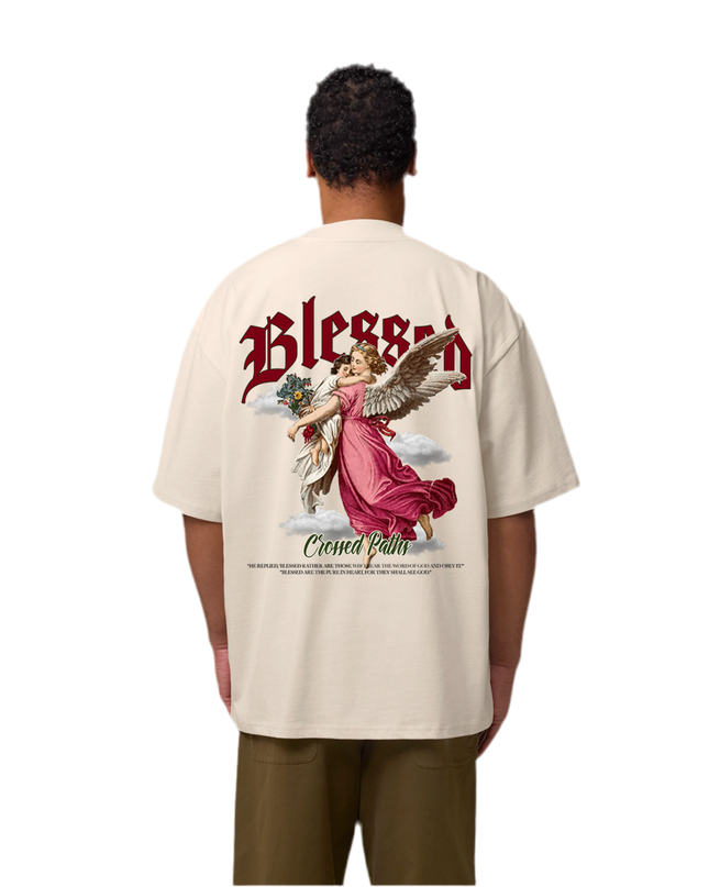 BLESSED - TEE - CREAM - Crossed Paths